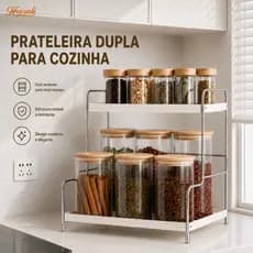 Heemli Prateleira Dobrável 2 Andares Organizador Multiuso Cozinha Banheiro