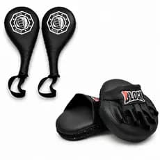 Kit Manopla Foco e Raquete Chute Treino muay thai Boxe MMA