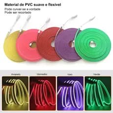 IP65 Fita de Led Mangueira Neon 5 Metros Alto Brilho Flexivel Siliconada Sem Fonte