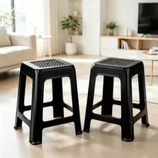 Banqueta Preta De Plástico Resistente Reforçada Adulto Suporta Até 120kg