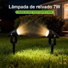 Kit 2 Luminária Espeto De Jardim 7w Cob Led LuzBranco Quente Branco Frio