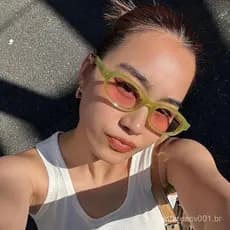Óculos de Sol Retrô de Moda Pequena Armação Olho de Gato Lentes Ovais