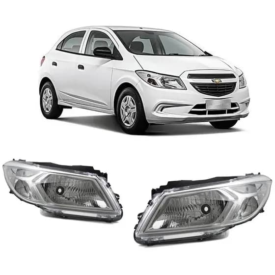 Farol Onix Prisma 2012 2013 2014 2015 2016 Mascara Cromada