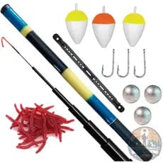 Vara de Pesca Telescopica 1,80 mts + 3 Anzol + 3 Boinha + 3 Chumbada + 5 Isca + 1 Enrolador de linha