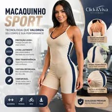 Macaquinho Fitness Feminino Lycra LastingFIT UV50+ Zero Transparência Modelador Academia