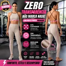 Conjunto Fitness Feminino Top + Legging Lycra LastingFIT UV50 Zero Transparência Academia