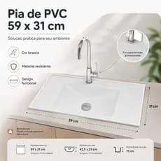 Pia Branca Banheiro Lavabo Cozinha Área Serviço de PVC