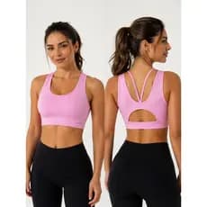 Top Esportivo Rosa com Design Inovador e Alta Sustentação com Bojo Tecido Tecnologico  Lycra LastingFIT Macio Conforto