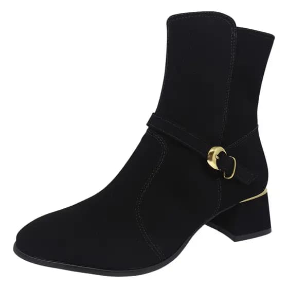 Bota Feminina Salto Bloco Baixo Conforto Peça Dourada Cacci