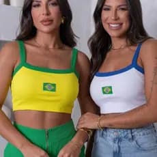 Kit 2 Cropped Brasil Copa do Mundo 2026 Verde e Amarelo | Torcida Verão Praia Tecido Premium