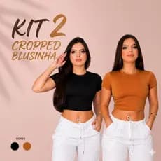 Kit 2 Cropped Blusinha Feminina Suplex Liso Básico Confortável Estilo Blogueira Envio Imediato 🚚