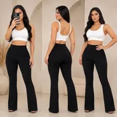 Calça Flare Feminina Inverno Suplex Premium Cintura Alta Confortável levanta bumbum Zero Transparência