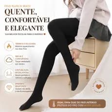 Meia Calça Térmica Feminina Kit Peluciada Inverno Grossa 280 Cintura Alta Modeladora Preta Quentinha