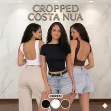 Kit 2 Cropped Costa Nua Baby Tee Feminino Suplex Liso Estilo Casual