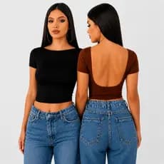Kit 2 Cropped Costa Nua Feminino – Suplex Liso Premium, Look Perfeito | Peça Já no Brasil Todo