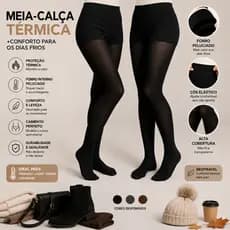 Meia Calça Térmica Feminina Peluciada Inverno Forrada Super Quente Alta Elasticidade Premium