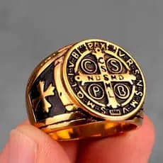 Anel Medalha São Bento Religioso