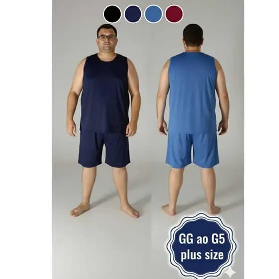 Pijama Masculino de Calor Curto em Malha Premium Plus Size – Do GG ao G5