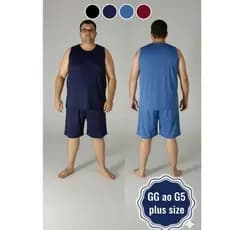 Pijama Masculino de Calor Curto em Malha Premium Plus Size – Do GG ao G5