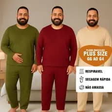 Pijama Masculino Plus Size de Inverno Malha – Manga Longa e Calça Comprida De Frio