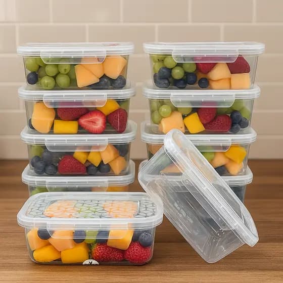 Kit Marmita Potes Travas Laterais Transparente Alimentos Organizadores Congelador