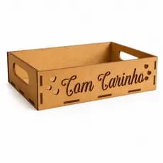 Kit Bandeja Cesta 30x20x7 Com Carinho Coração Presente Decoração