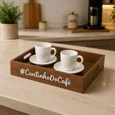 Bandeja MDF Cantinho Cafe 40x30 Organizador Decoracao Cozinha Resistente Multiuso