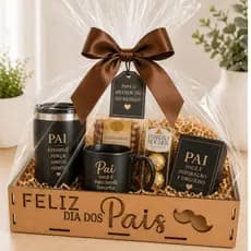 Kit Cesta Bandeja Dia Dos Pais 30x20x7 MDF Presente Pai