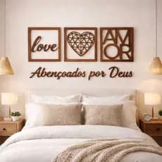Kit 3 Quadros Frase Abençoado Por Deus Amor Love Decoração Casa Quarto Sala