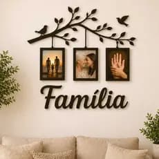 Quadro Familia Porta Retrato Abençoado Por Deus MDF Decoração Casa