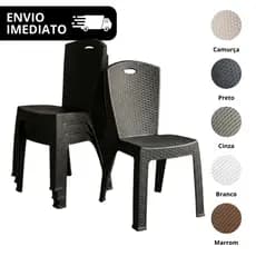 Cadeiras Rattan Kit até 6un Reforçada Empilhável Escritório Varanda Salão Área Lazer ENVIO IMEDIATO
