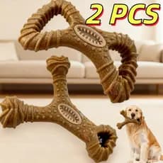 Brinquedo Interativo Osso Mordedor Cachorro Sabor Bacon Maciço E Resistente De Fibra De Trigo