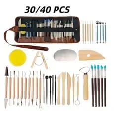 Kit 40/30 Peças Profissionais Escultura Argila Modelagem Corte