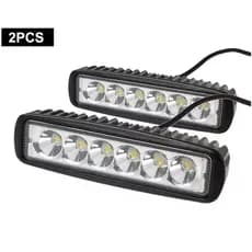 Par Farol de Milha Auxiliar Barra Universal Carro 6 Leds 18w 12v 6000k A prova d'água Off Road Moto Carro Caminhão