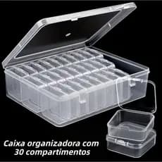 Caixa Organizadora com 30 potinhos. Organizador para acessórios, miçangas e itens em geral