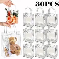 Kit 10/20/30 Sacola de PVC para Presente Transparente Com Alça Cristal