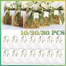 10/20/30 PCS Sacola Transparente Fosca Reforçada de PVC com Alça de Fibra