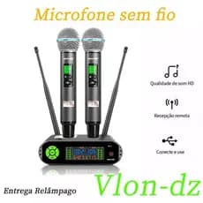 Sistema De Microfone Duplo Sem Fio UHF Com Display LCD , 200 Canais , Recarregável , Cardióide Para Igreja , Casamento ,