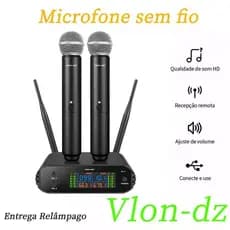 Microfone Sem Fio UHF Com Display LCD E Controle De Volume