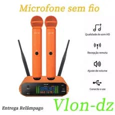 Microfone Sem Fio UHF Recarregável Com Som De Alta Fidelidade