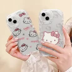 Capa Para iPhone 17 Pro Max 17Air 16 15 13 11 14 12 11 Xs XR Hello Kitty Avatar Creme Caso