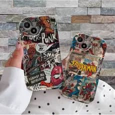 Capa Para Samsung A56 A36 A55 A54 A16 A15 A14 A05 A51 A52 A34 A35 A32 A13 A12 A04E Retro Homem-Aranha Creme Caso