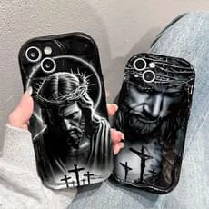 Capa Para Samsung A56 A36 A55 A54 A16 A15 A14 A05 A51 A52 A34 A35 A32 A13 A12 A04E Religioso Jesus Padrão Creme Caso