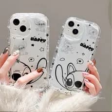 Capa Para iPhone 17 Pro Max 17Air 16 15 13 11 14 12 11 Xs XR Casal Linha Ponto Creme Caso