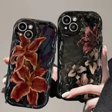 Capa Para Samsung A56 A36 A55 A54 A16 A15 A14 A05 A51 A52 A34 A35 A32 A13 A12 A04E Escuro Retro Flor Creme Caso