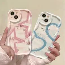 Capa Para Redmi Note 14 Pro 13 12 11 10 9 8 14C 13C 12C 10C 9A POCO X7 C75 C65 Gradiente Coração Estrela Creme Caso