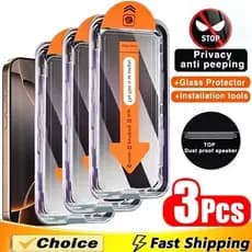 3Pcs Privacidade Vidro Temperado Privacidade iPhone 16 15 14 Plus 13 12 11 Pro XR X XS Max Protetor Sem Poeira De Tela C