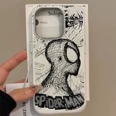 Capa Capinha iPhone 14 17 Ar 16 15 Plus 13 12 11 Pro Max Simples Homem Aranha Marvel Couro Silicone Anti-Impacto