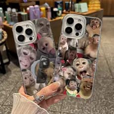 Capinha Capa Para iPhone 17 Ar 13 11 12 14 15 16 Plus Pro Max XR Macaco De Silicone Anti-Impacto