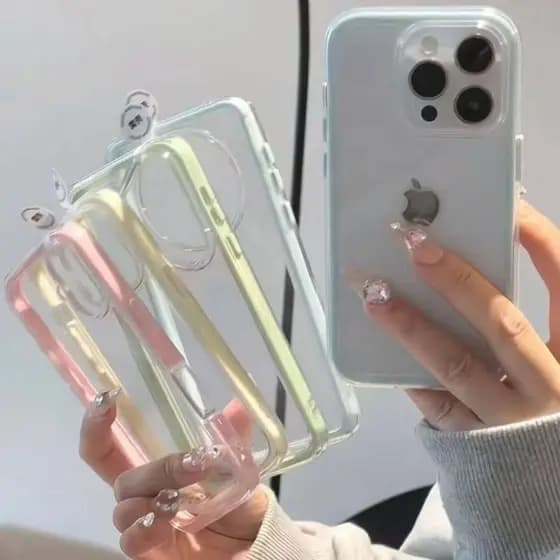 NUNCA Fica Amarela 2 Em 1 Capa Capinha Para iPhone 16 15 14 Plus 13 12 11 17 Air Pro Max Transparente Anti-Impacto